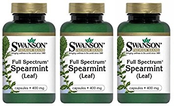 Swanson Premium Full Spectrum Spearmint Leaf 400mg -- 3 Bottles each of 60 Capsules by Swanson Premium