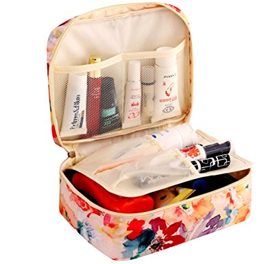 HiDay Travel Cosmetic Bag Toiletry Organizer Floral Makeup Pouch--Perfect for Your Cheerful Travel