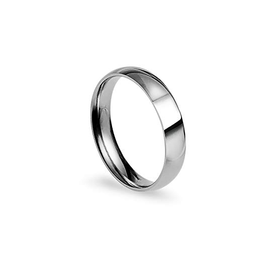 4mm Stainless Steel Comfort Fit Classic Wedding Band Ring Available in Sizes 4-12 W Free Gift Pouch