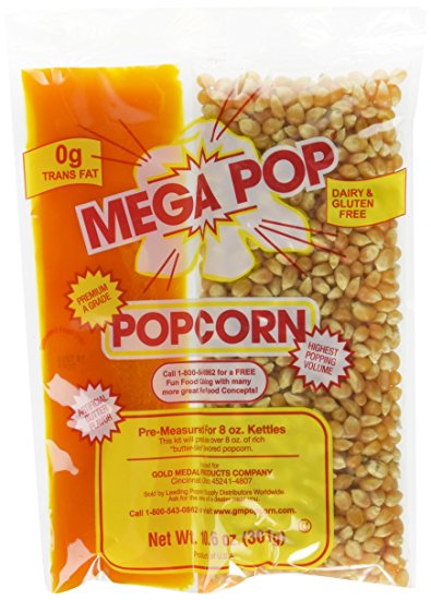 Gold Medal Products Co 24Ct Corn/Oil Kit 2838 Popcorn (10.6oz of kernels; pre-measured for 8oz kettles)