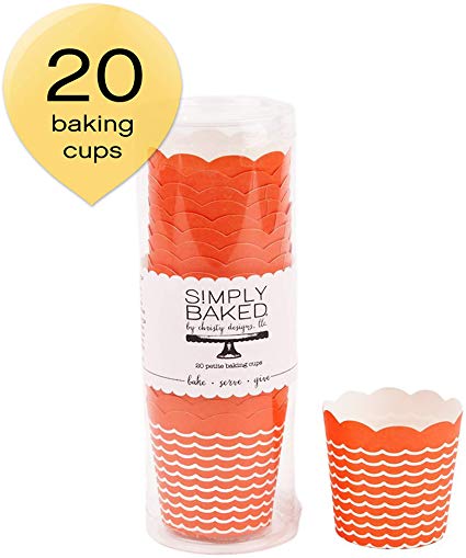 Simply Baked CPT-100 Paper Baking Cup, 20-Pack, Coral Wave