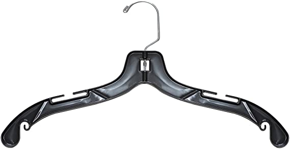 NAHANCO 2505 Plastic Dress Hanger, Middle Heavy Weight, 17", Black (Pack of 100)