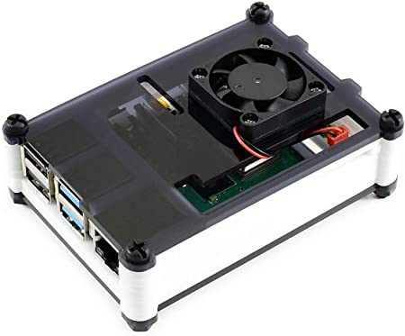 Waveshare Black/White Acrylic Case for Raspberry Pi 4 Model B Comes with Cooling Fan Nice Looking Dust Resistance Good Heat Spreading