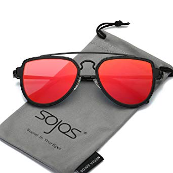 SojoS Fashion Polarized Aviator Sunglasses for Men Women Mirrored Lens SJ1051