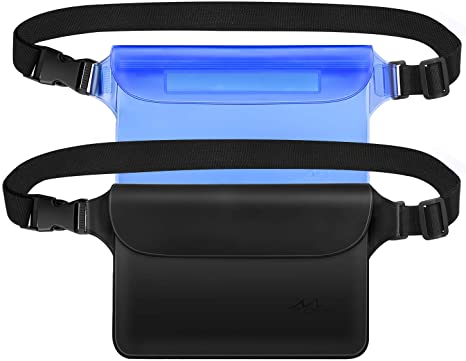 MoKo Waterproof Pouch, [2 Pack] Sports Running Belt, Waterproof Fanny Pack, Lightweight Waist Pack for Boating Swimming Phone Dry Bag Fit iPhone 11/11 Pro/11 Pro Max, Galaxy Note 10,S20