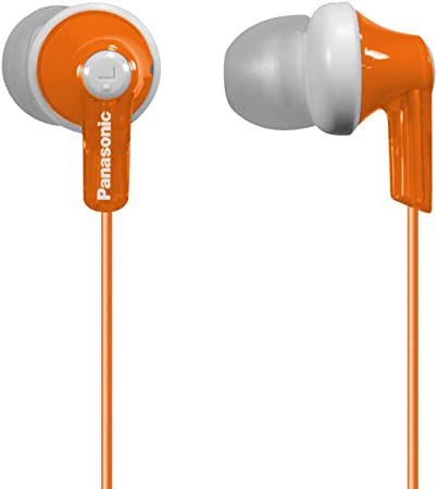 Panasonic ErgoFit In-Ear Earbud Headphones RP-HJE120-D (Orange) Dynamic Crystal Clear Sound, Ergonomic Comfort-Fit