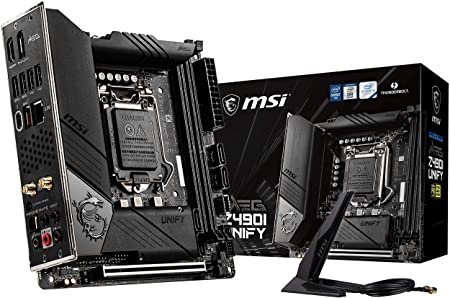 MSI MEG Z490I Unify Gaming Motherboard (LGA 1200, Intel 10th Gen, M.2, USB 3.2 Gen 2, DDR4, Wi-Fi 6, SLI, CFX, Gigabit LAN, Thunderbolt 3, Mini-ITX)