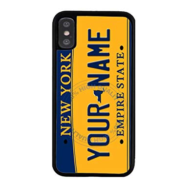 BleuReign Personalized New York License State Plate Rubber Phone Case for Apple iPhone X Xs Ten