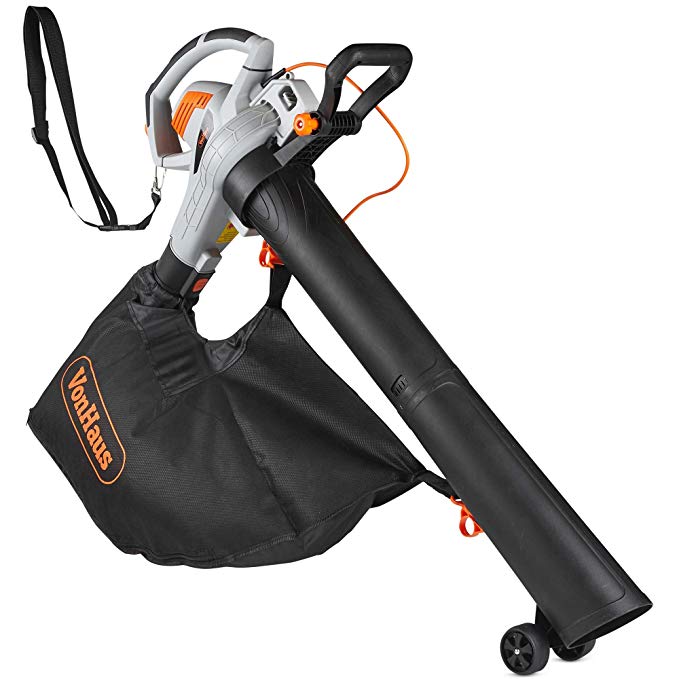 VonHaus 3 in 1 Leaf Blower - 3000W Garden Vacuum & Mulcher - Large 45 Litre Collection Bag – 15:1 Mulching Ratio – Variable Speed Settings 8000-14000 RPM – Anti-Vibration Damper