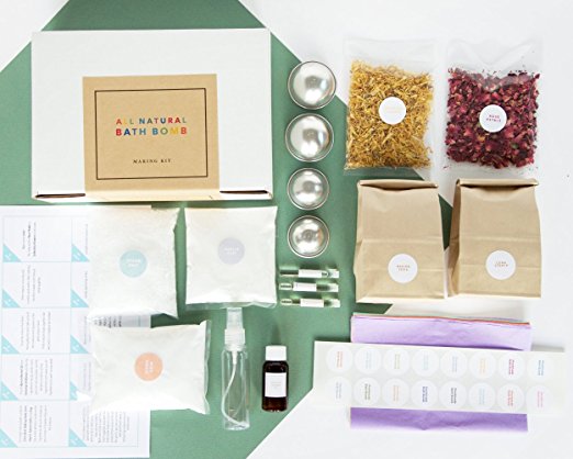 DIY Luxe Bath Bomb Making Kit with 2 Sets of Metal Molds - Everything You Need to Make 15  Luxury Bath Bombs with Natural & Organic Ingredients - Flower Packs, Essential Oil ALL INCLUDED!