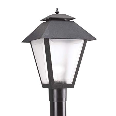 Sea Gull Lighting 82065-12 Polycarbonate-Outdoor One-Light Outdoor Post Lantern, Black