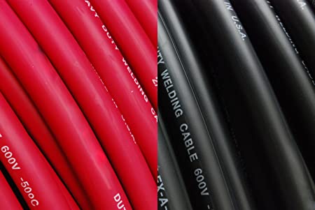 TEMCo Welding Lead & Car Battery Cable WC0180 - 50' Black/Red (25' Blk, 25' Red) 2 Gauge AWG