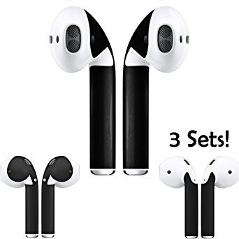 AirPod Skins Stylish and Protective Wraps - Total Coverage   Minimal Style Bundle - 3 Pairs (Matte Black)