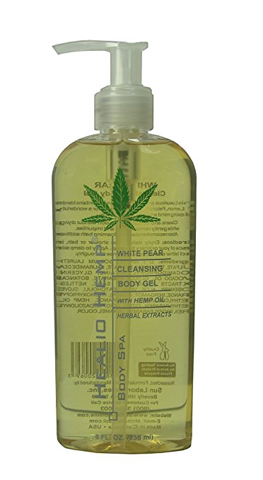 Hemp Oil Cleansing Gel - White Pear Healio Hemp Face and Body Cleanser - Soothing & Sensual Cleansing Gel with Hemp Oil, Avocado Oil & Herbal Extracts