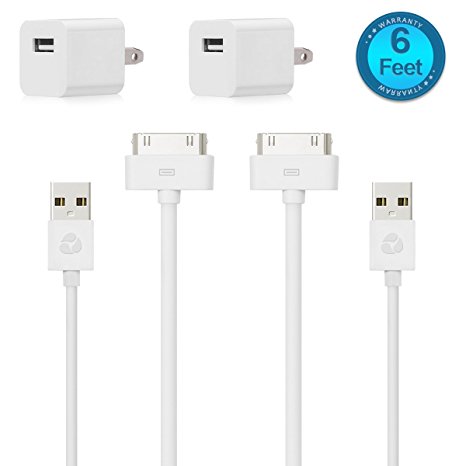 Lampa 6 Feet 30 Pin Charging Cable Cord with 5W USB Power Adapter ( 2 Pack)