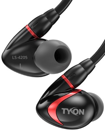 Sentey Sport Earbuds Headphones with In-line Control and Mic in Ear Earphones Headset for Running Workout Sport Running Removable Cable Deep Bass (Black/red) Tyon LS-4205 HD for Kids Men Girls