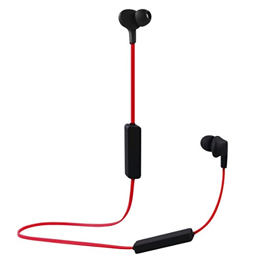 Medelec M11 Pro V4.0 Wireless Bluetooth Sports Headphones Sweat proof Noise Cancelling Earbuds Stereo Headset Neckband with Mic Snapshot Function for Smart phones Bluetooth-enabled Tablets Black/Red