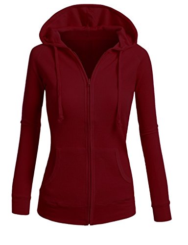 ViiViiKay Womens Casual Warm Thin Thermal Knitted Solid Zip-Up Hoodie Jacket