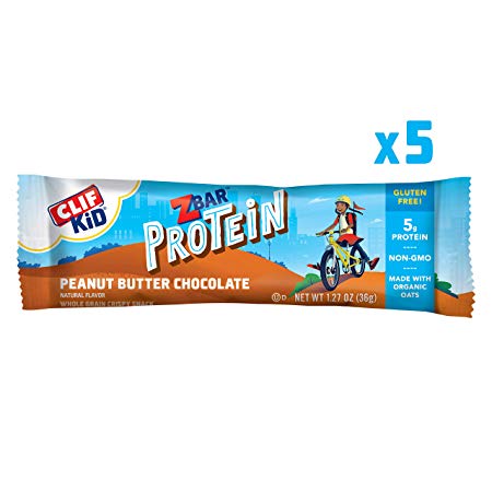 CLIF KID ZBAR - Protein Snack Bar - Peanut Butter Chocolate (1.27 Ounce Bar, 5 count) (packaging may vary)