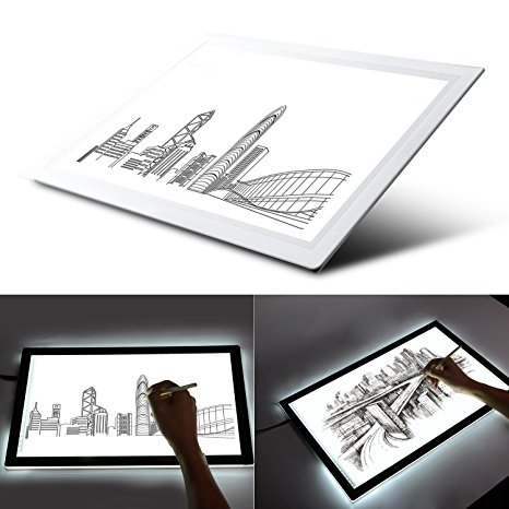 Tracing Light Box, A3 (18.5"x14.5") LED Artcraft Tracing Light Pad USB Powered Light Table For Artists,Drawing, Sketching, Animation, Ultra-thin Portable Light Box (White)