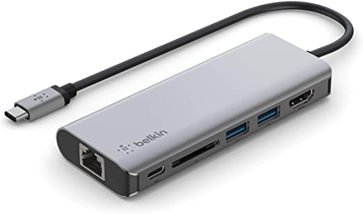 Belkin USB-C 6-in-1 Multiport Adapter, Compatible with USB-C laptops and Tablets , Thunderbolt 3 Port Compatible