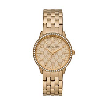 Michael Kors Women's MK3120 Gold 5-Link Round Argyle MK Glitz Watch