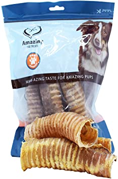 6 Inch Beef Trachea Dog Chews (20 pcs - 32 oz) - Trachea Dog Treats - Excellent Source of Glucosamine and Chondroitin for Joint Health for Dogs