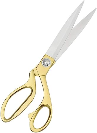 Stainless Steel Sharp Tailor Scissors for Clothing Dressmaking Shears Fabric Craft Cutting Adjustable Kitchen Scissors, Gold (9.5'')