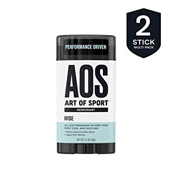Art of Sport Men’s Deodorant Clear Stick (2-Pack), Rise Scent, Aluminum Free, Made with Matcha, 2.7oz