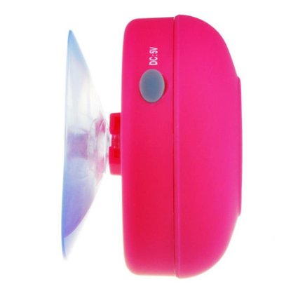 Ecandy Wireless Bluetooth Waterproof Shower Speaker with Dedicated Suction Cup - Retail Packaging-Pink