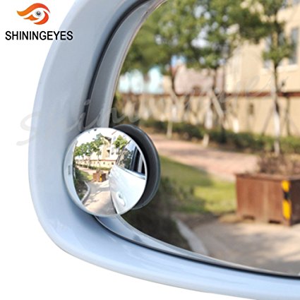 2pcs 50mm 2inch Car Blind Spot Side Convex Mirror Rearview 360 Wide Angle Adjustable Round Stick Rimless