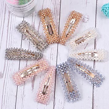 10 PCS Rhinestone Hair Clips for Women and Ladies Shining Crystal Snap Clips Different Color Rhinestone Hair Pins Hair Barrettes for Party Wedding Daily Hair Decorative