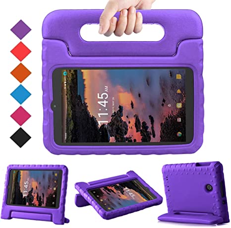 BMOUO Kids Case for Alcatel Joy Tab 8 2019/T-Mobile 3T 8 Tablet 2018/A30 Tablet 8 2017, Lightweight Kid-Proof Handle Stand Case for Alcatel Joy Tab 2019/Alcatel 3T 8 2018 / A30 8 inch 2017 - Purple