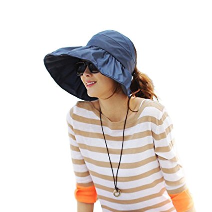 Naimo New Women's Large Big Brim Anti-UV Beach Hat Foldable Summer Sun Hat