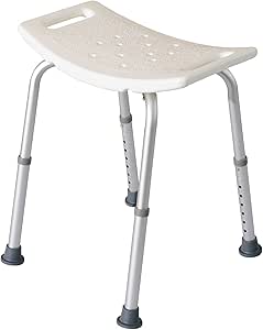 HOMCOM Height Adjustable Shower Stool, Aluminium Shower Chair, Non-Slip Bath Stool for Elderly, Disabled, Seniors, Pregnant, White