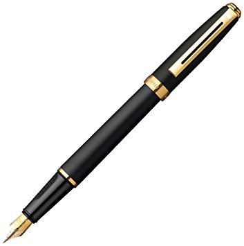 Sheaffer Prelude, Black Matte Featuring 22KT Gold Plate Trim, Fountain Pen: Medium Nib (E034653)