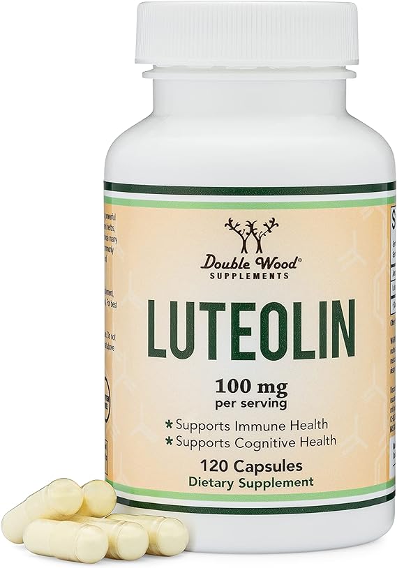 Luteolin Supplement 100mg Servings (120 Capsules, Manufactured in The USA) Potent Polyphenols Flavonoid for Brain and Cardiovascular Support by Double Wood Supplements