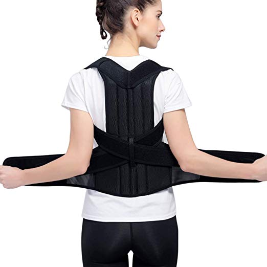 Back Posture Correction, HailiCare Full Back Brace Shoulder Posture Corrector for Upper Lower Back Support, Brace to Relieve Slouch, B Slouch, Back Pain, Thoracic Kyphosis - Medium Size(Waist 29"-35")