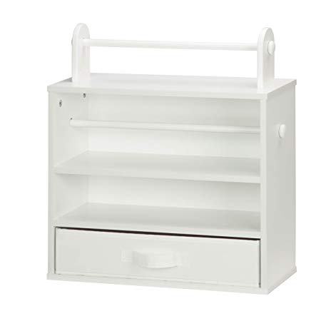 Honey-Can-Do CRT-06344 Tabletop Craft Storage Chest with Fabric Drawer, White