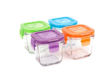 Wean Green Wean Cubes 4oz/120ml Baby Food Glass Containers - Multi Color (Set of 4)