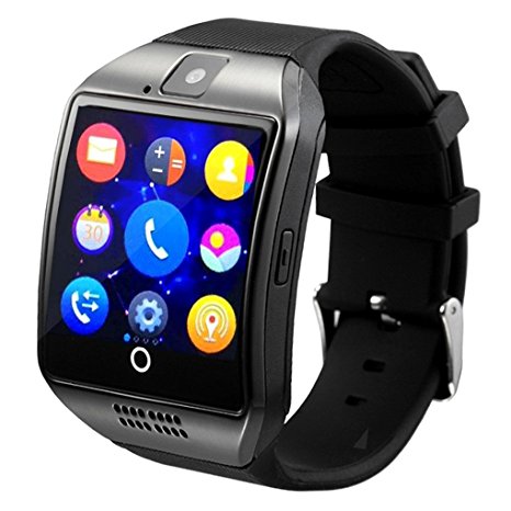 Smart Watch,YOKEYS Touch Screen Bluetooth WristWatch Fitness Watch with Camera SIM Card Slot/ analysis/Sleep Monitoring for Android (Full Functions) and IOS (Partial Functions) Men Women (Q Black)