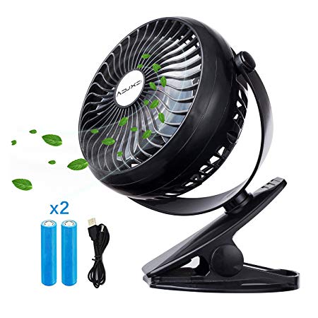 CXRCY Portable Clip Fan,Rechargeable Battery Operated USB Fan, Mini Desk Fan For Baby Stroller Car Gym Travel Hiking Camping-Powerful Airflow Low Noise (2 2600mAh Batteries included)