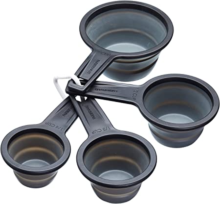 Master Class KitchenCraft Smart Space Non-Stick Collapsible Measuring Cups, Black/Grey, Pack of 4