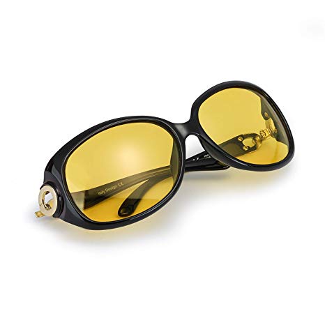 Myiaur Oversized Night Driving Glasses for Women, Polarized Lens Stylish,Safety Nighttime/Rainy/Cloudy