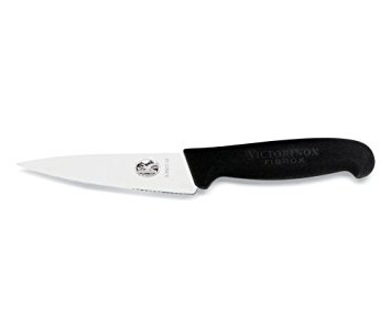 Victorinox Cutlery 5-Inch Wavy Edge Mini Chef's Knife, Black Fibrox Handle