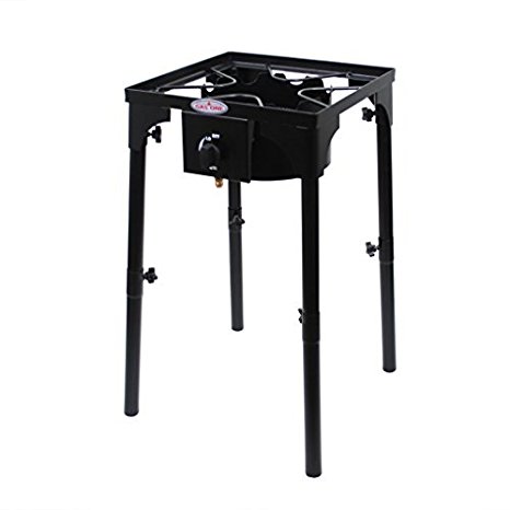 GAS ONE NEW Portable Propane 60,000-BTU High-Pressure Single-Burner Outdoor Camp Stove with [Height] Adjustable Legs and CSA Listed 0-20PSI High Pressure Regulator and Hose