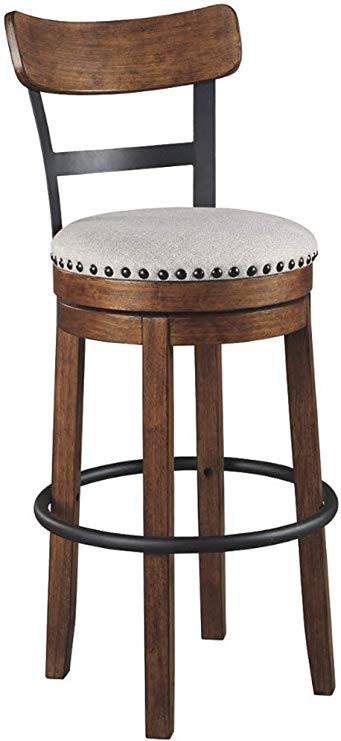 Ashley Furniture Signature Design - Valebeck Tall Upholstered Swivel Barstool - Casual Style - Light Brown