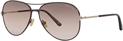 Tom Ford Clark TF 823 48G Dark Brown Metal Aviator Sunglasses Brown Gradient Lens