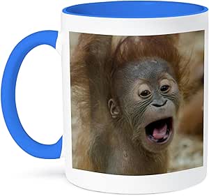 3dRose Coffee Mug, Size - 15oz - Screaming Baby Monkey Animal - funny coffee cup gift