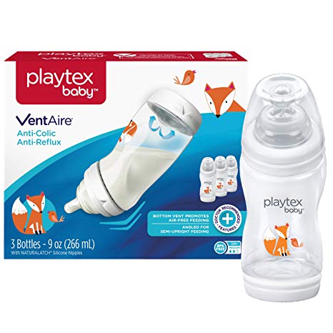 Playtex Baby Ventaire Anti-Colic Anti-Reflux Bottle, Fox Decorated, 3 Count